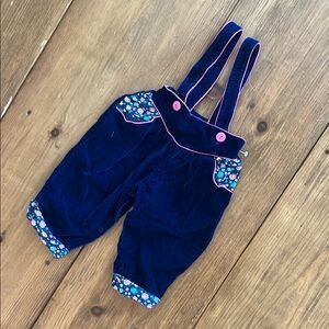 True VTG 80s Easter 🐣 Navy Blue Girls Overalls with Floral Trim